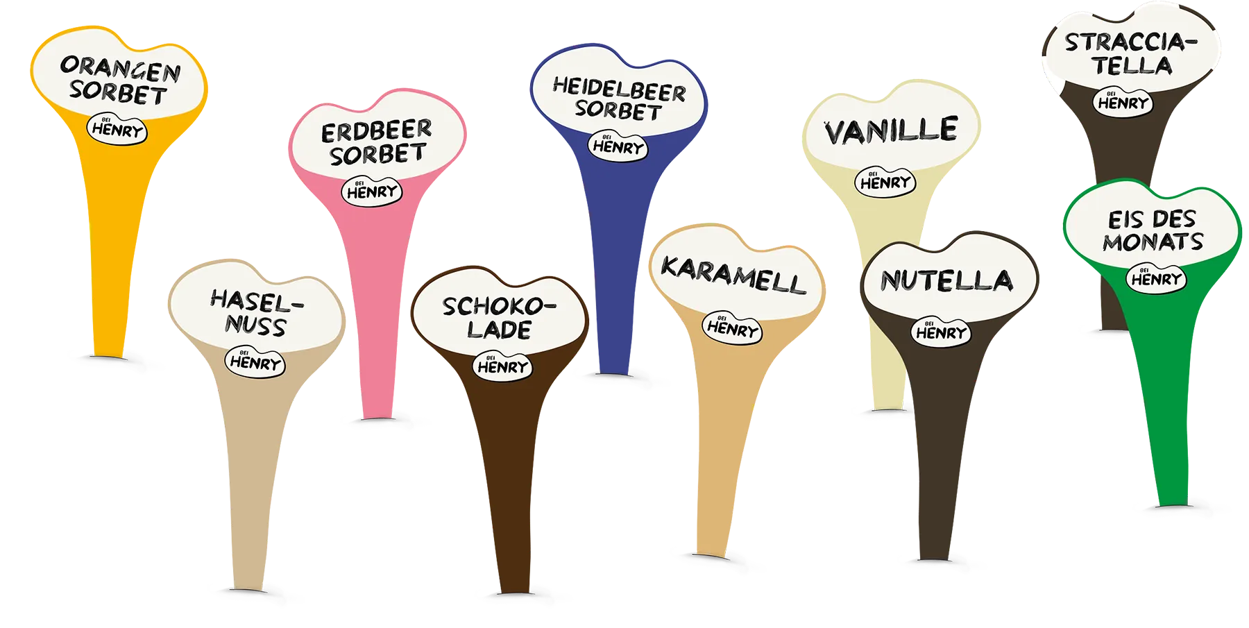 Eisschilder Ein Teil unserer wechselnden Eissorten